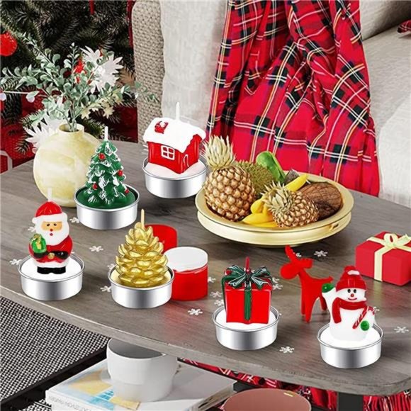 Set of 6 Christmas Candles Gift | Tealights Candles |  Christmas Decorations - Picture 3 of 9